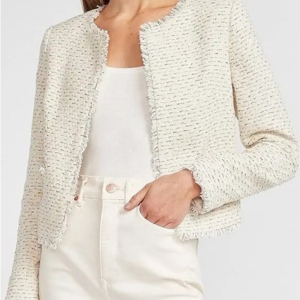 NWT Express Cream Blazer with Textured Fabric and Tailored Silhouette